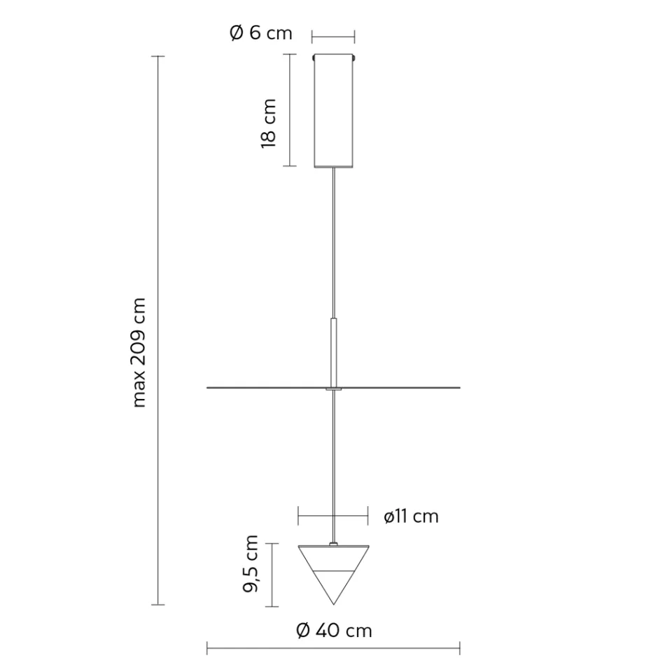 Suspensie din Aluminiu cu Placa Alba si Con Negru - Padel Viadurini