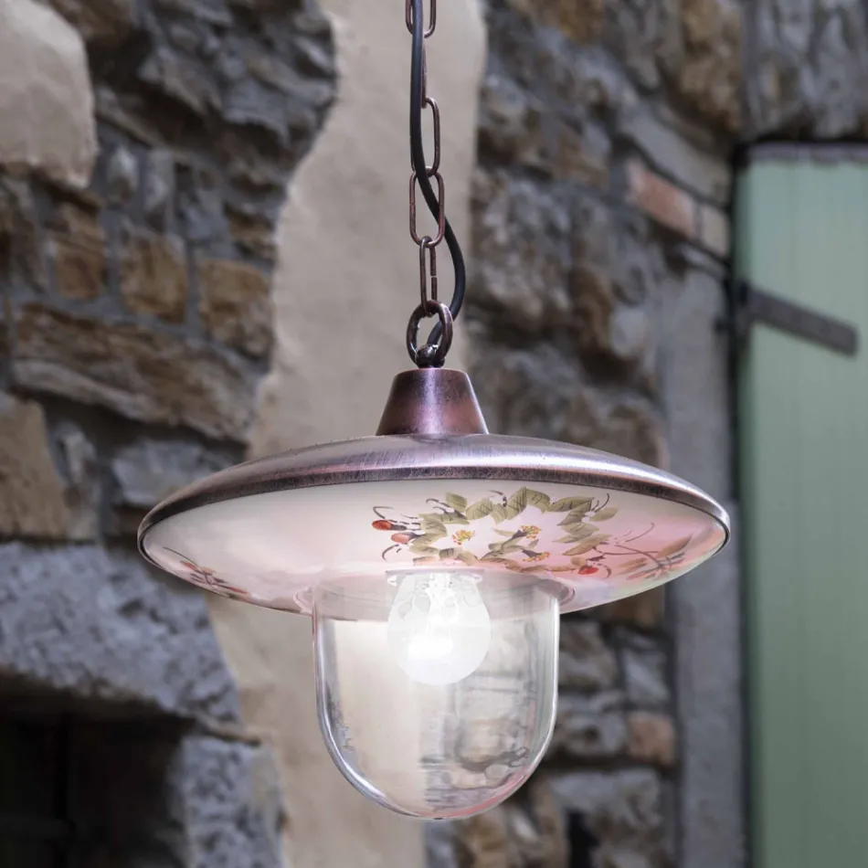 Lampa cu Suspensie din Aluminiu Cupru Negru cu Decorat Artizanal - Latina Viadurini