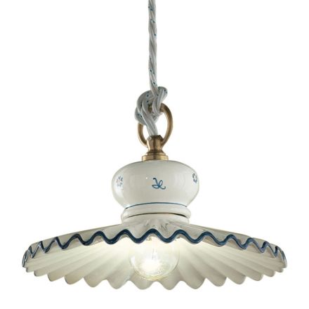 Lampă cu suspendare din ceramică artizanală decorată manual - Roma Viadurini