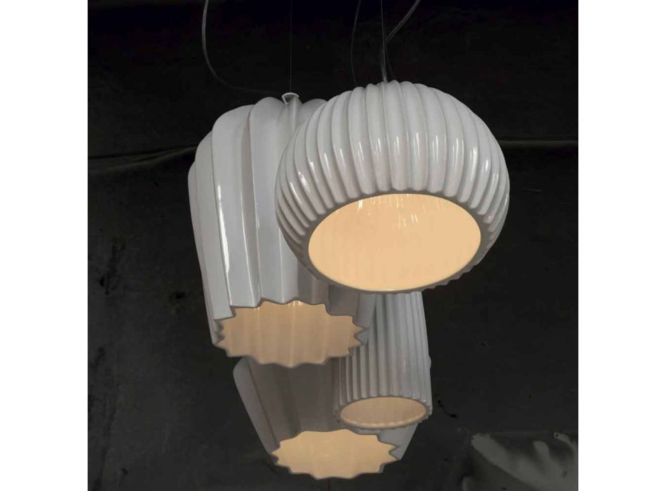 Lampă cu suspensie în ceramică alb lucios Design în 4 forme - Oasis Viadurini