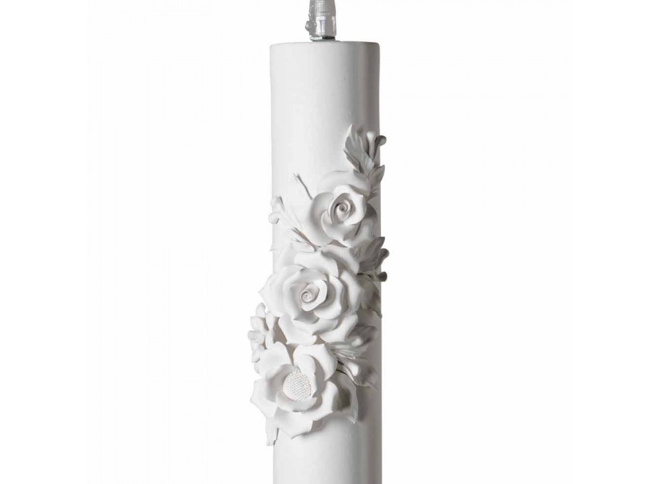 Lampă suspendată din ceramică albă mată cu flori decorative - Revoluție Viadurini