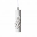 Lampă suspendată din ceramică albă mată cu flori decorative - Revoluție
