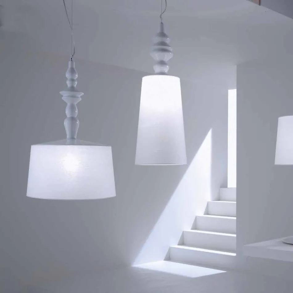 Lampă suspendată din ceramică albă. Umbra în design scurt de in - Cadabra Viadurini