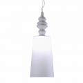 Lampă de suspendare în abajur din ceramică albă în design lung din in - Cadabra
