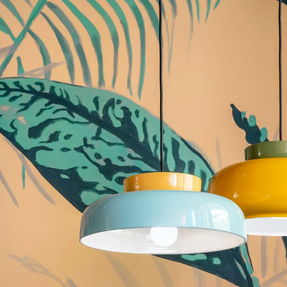 Lampa cu Suspensie din Ceramica Bicolora Made in Italy - Corcovado Viadurini