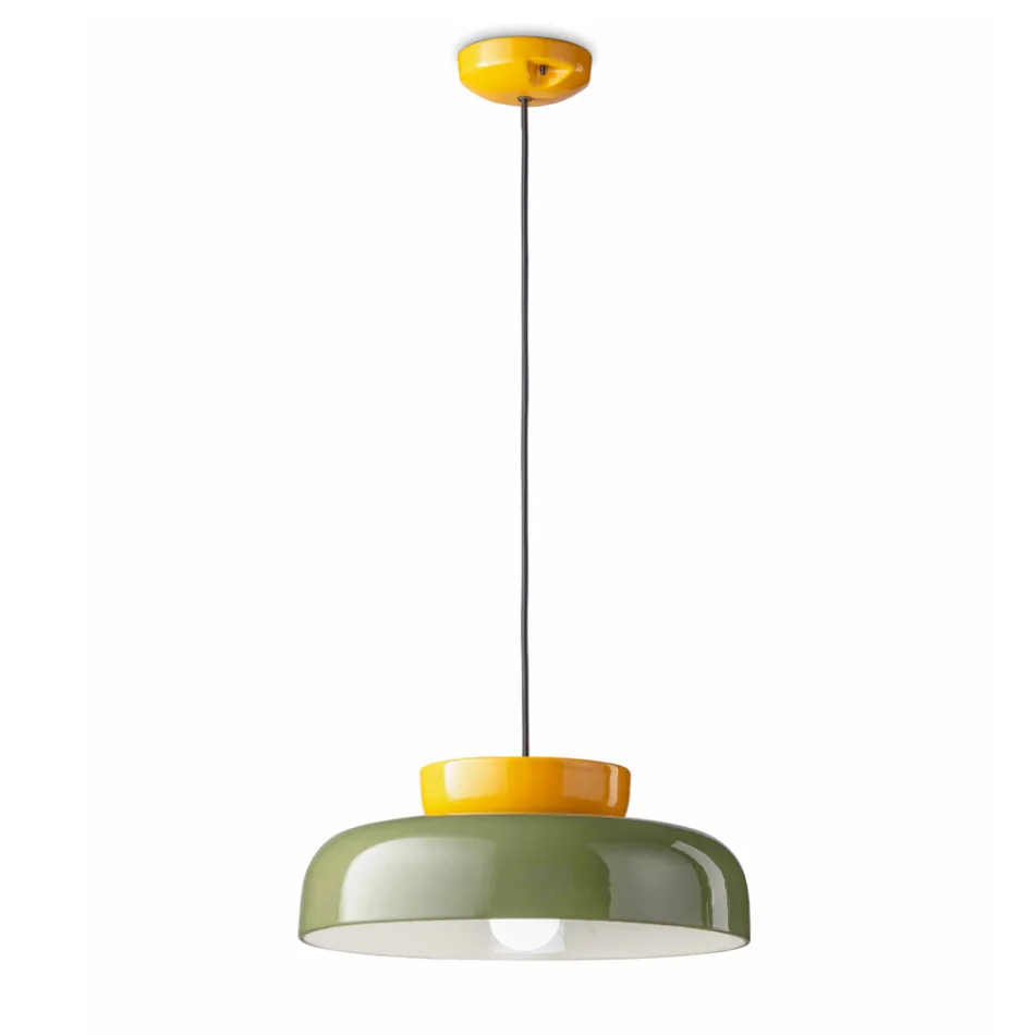 Lampa cu Suspensie din Ceramica Bicolora Made in Italy - Corcovado Viadurini