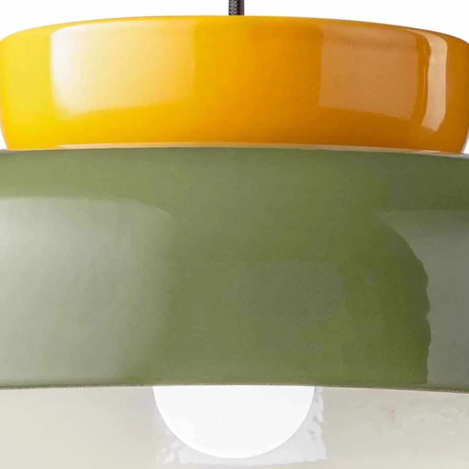 Lampa cu Suspensie din Ceramica Bicolora Made in Italy - Corcovado Viadurini