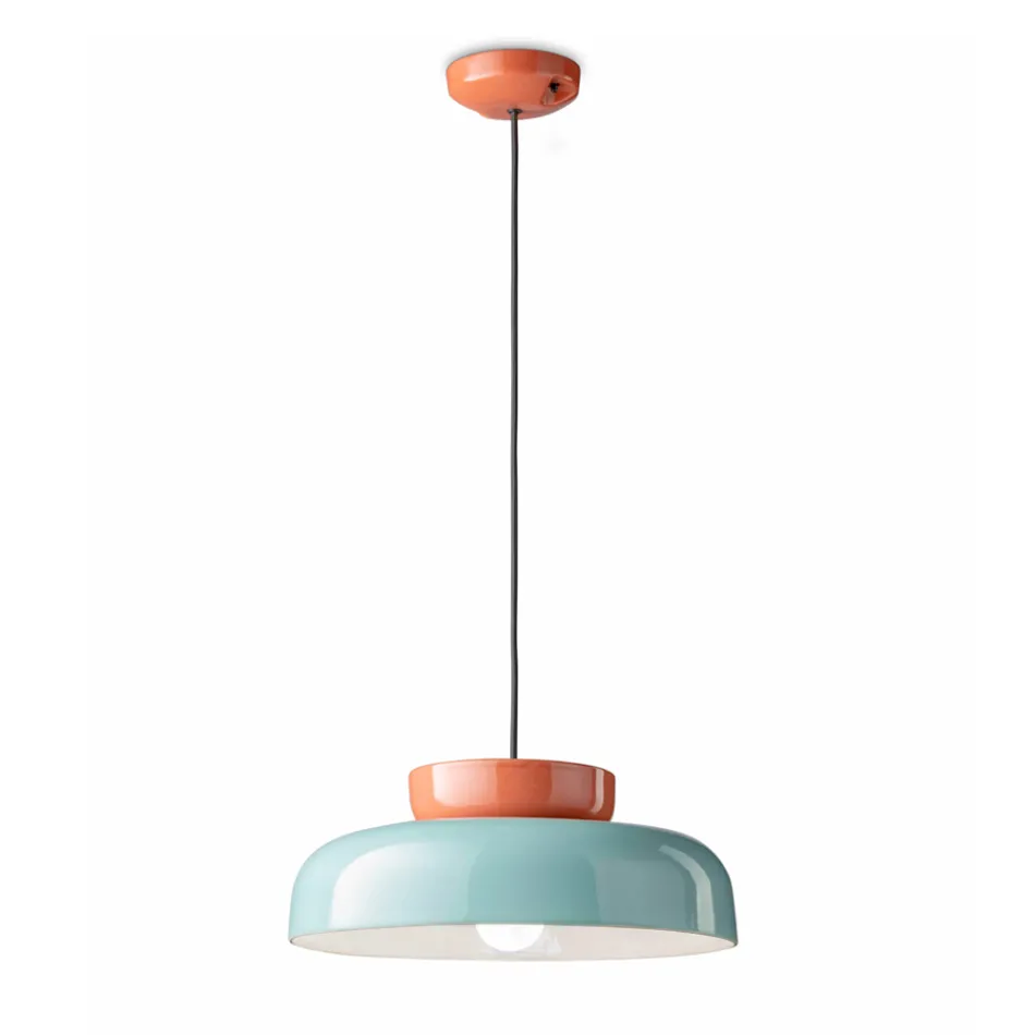 Lampa cu Suspensie din Ceramica Bicolora Made in Italy - Corcovado Viadurini