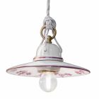 Lampa cu Suspensie in Ceramica Pictata Manual si Fier Design - Asti Viadurini