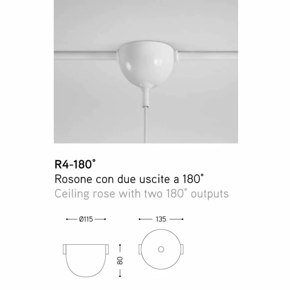 Lampa de suspensie în ceramică Lustri, cu rozetă la 2 ieșiri la 180 ° Viadurini