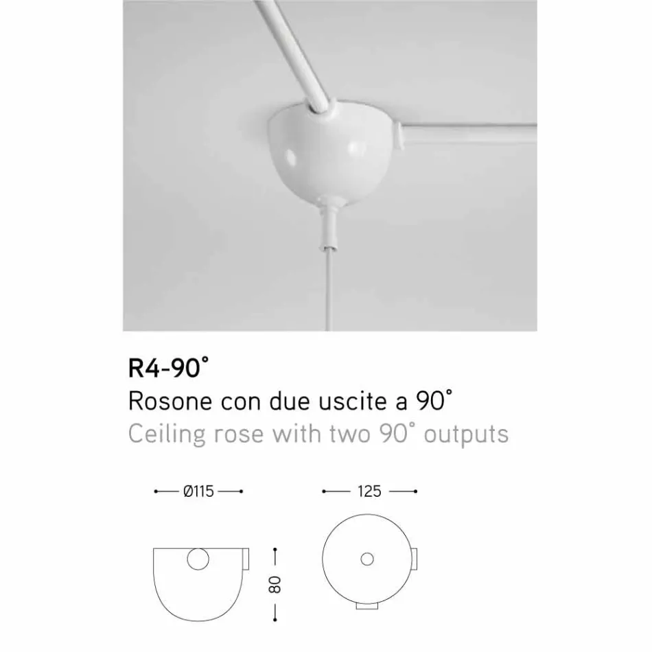 Lampa de suspensie în ceramică Lustri, rozetă cu două ieșiri la 90 ° Viadurini