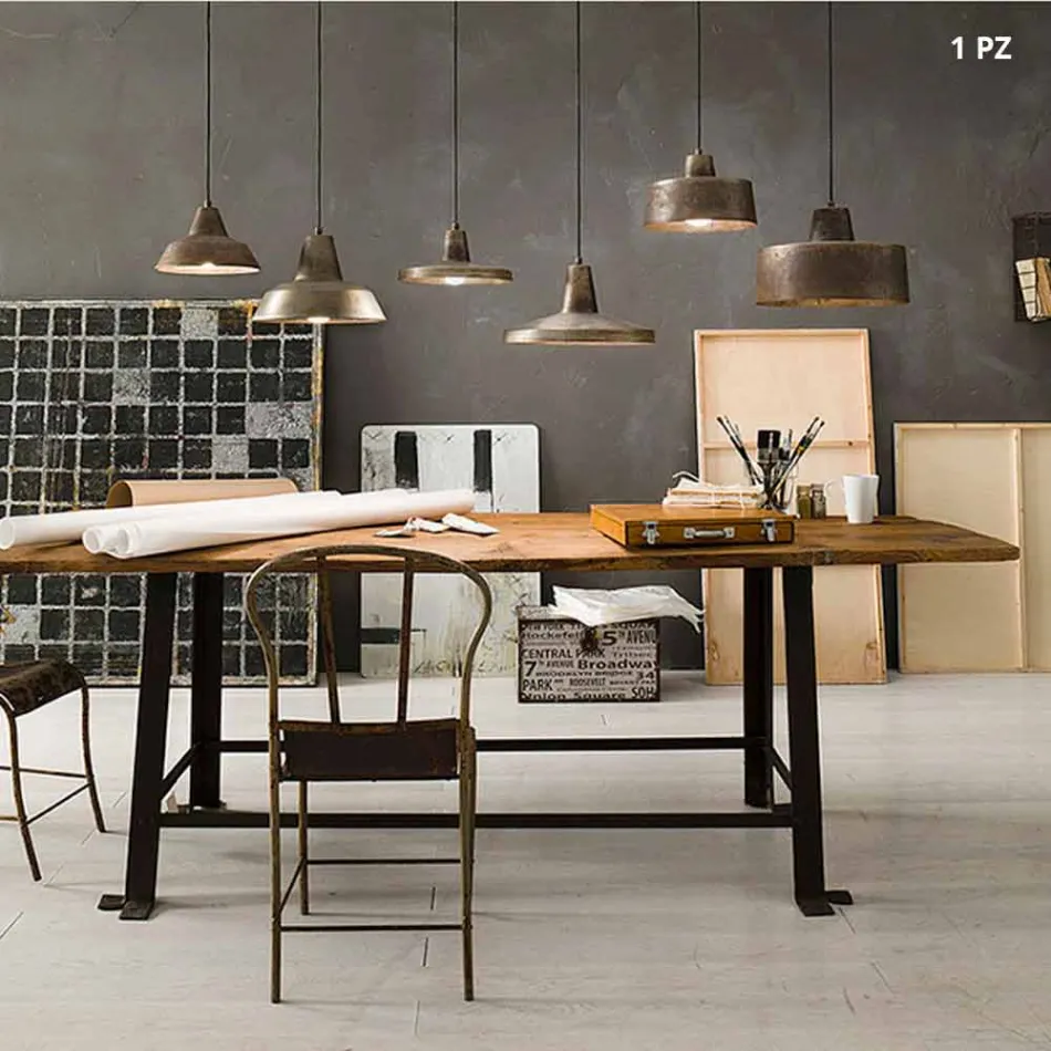 Lampa antic suspensie clopot de fier Virginia Il Fanale Viadurini