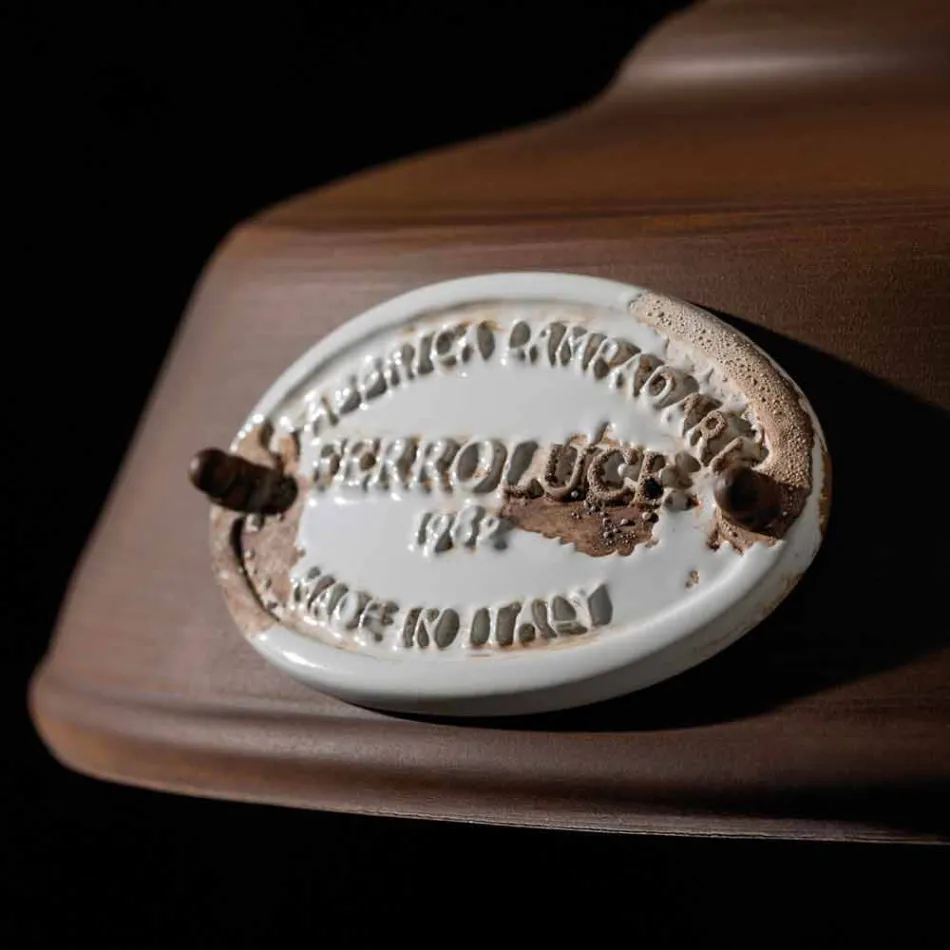 Lampă suspensie de fier antic și ceramică Teresa Ferroluce Viadurini