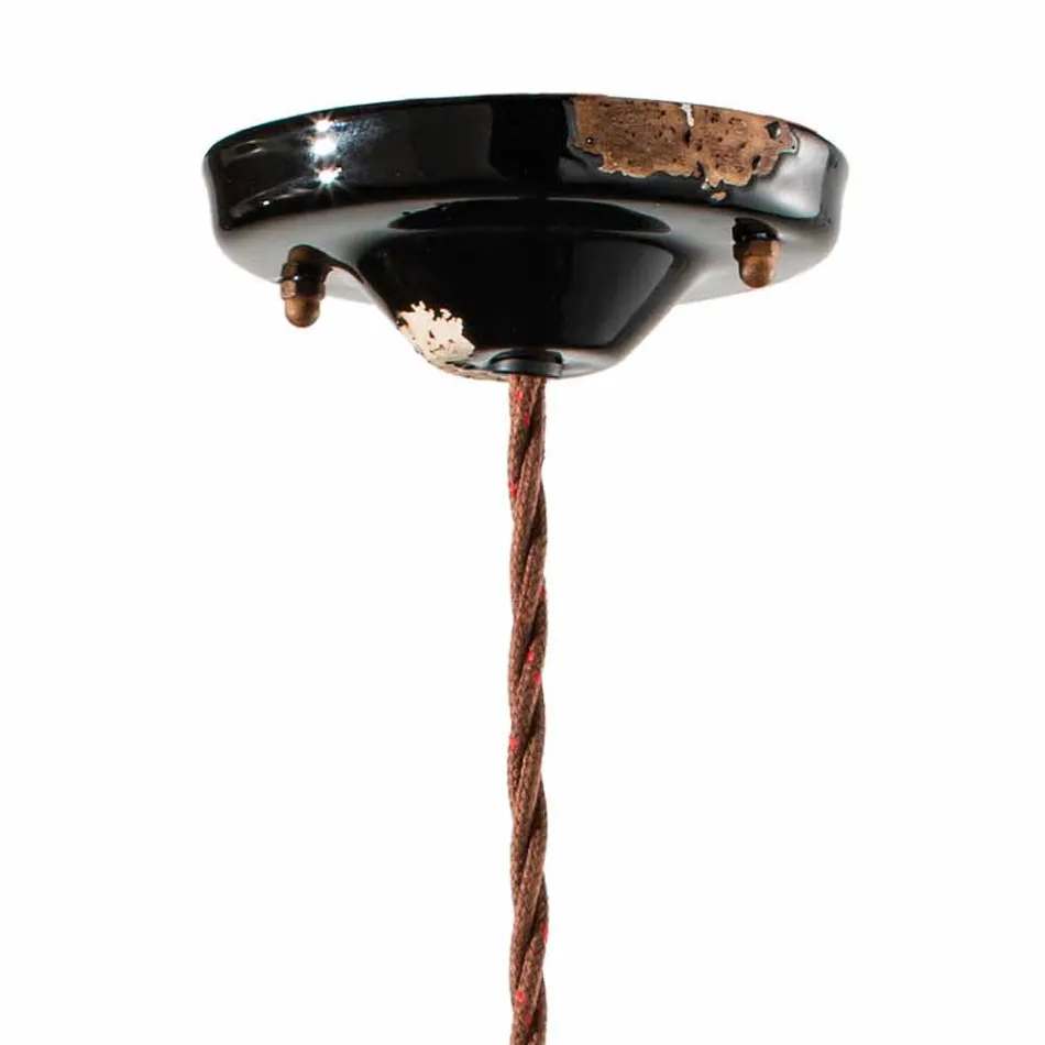 Lampă suspensie corten fier și ceramică Lois Ferroluce Viadurini