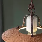 Lampa cu Suspensie din Fier si Ceramica Bruta lucrata manual - Bologna Viadurini