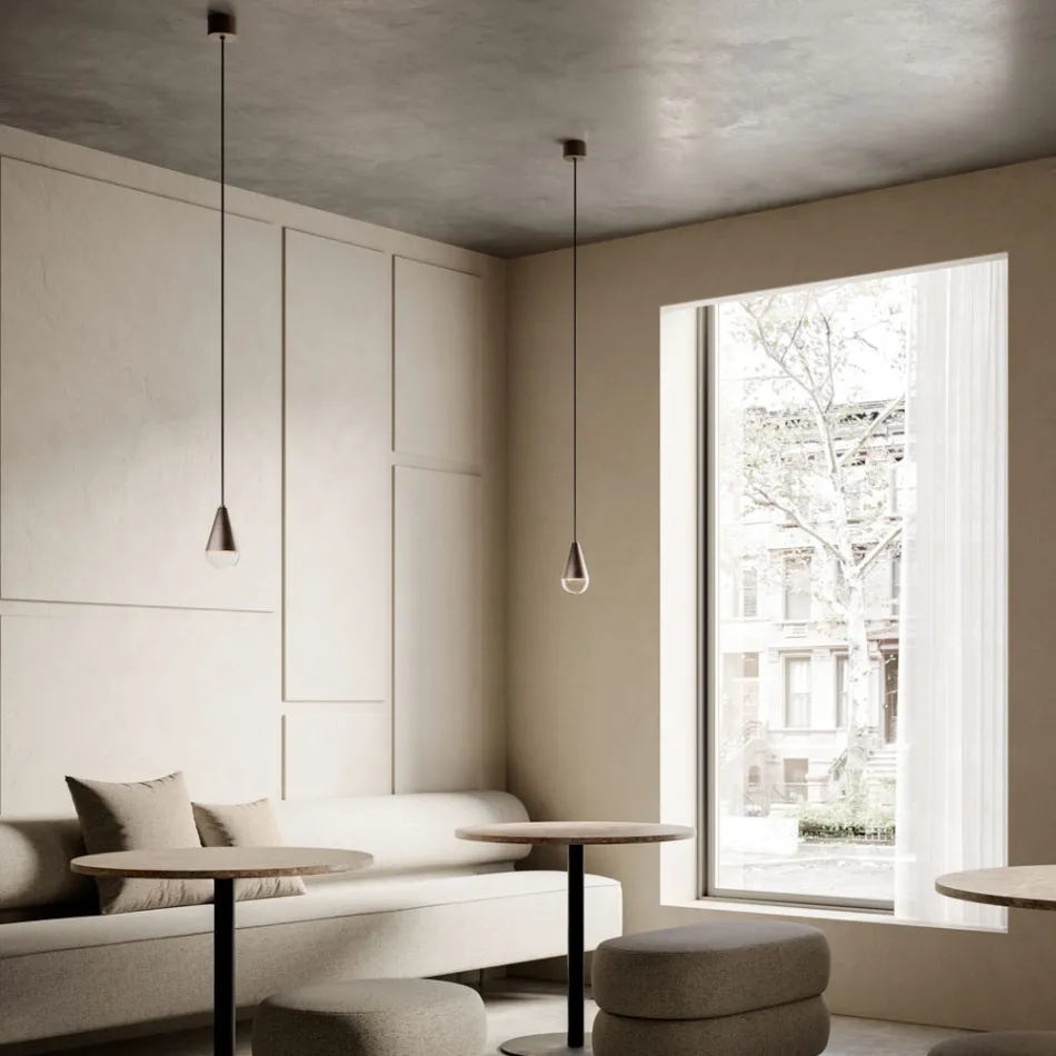 Lampă suspendată din Fier și Sticlă Made in Italy - Înnorat Viadurini