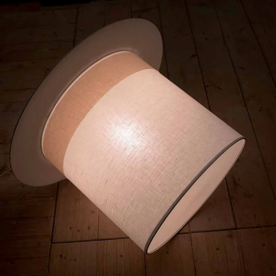 Lampă de suspensie din in alb, cu design cilindru, fabricată în Italia - Magic Viadurini