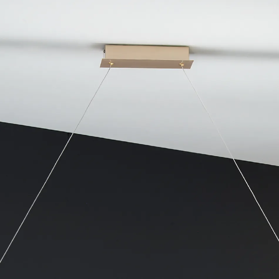 Lampă cu suspendare din metal cu finisaj auriu cu LED reglabil - Raiss Viadurini