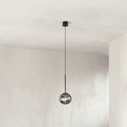 Lampă cu suspendare din metal vopsit și sticlă suflată - Ailanto Viadurini