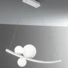 Lampa cu Suspensie din Metal Vopsit si Sticla Suflata - Partridge Viadurini