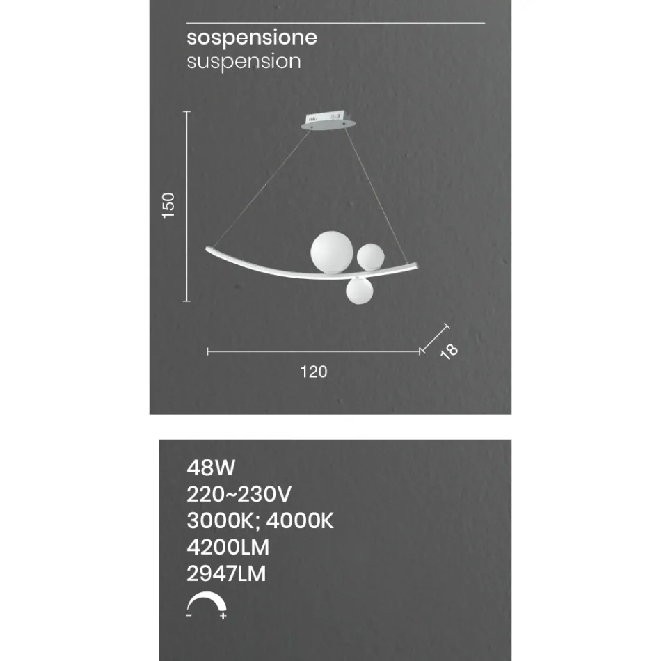 Lampa cu Suspensie din Metal Vopsit si Sticla Suflata - Partridge Viadurini