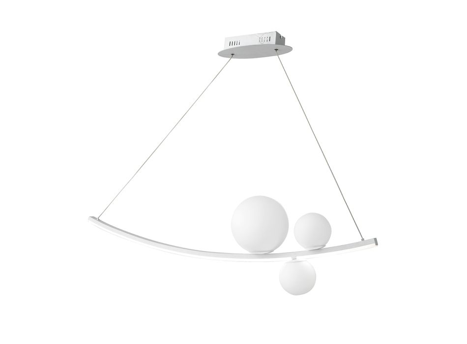 Lampa cu Suspensie din Metal Vopsit si Sticla Suflata - Partridge Viadurini