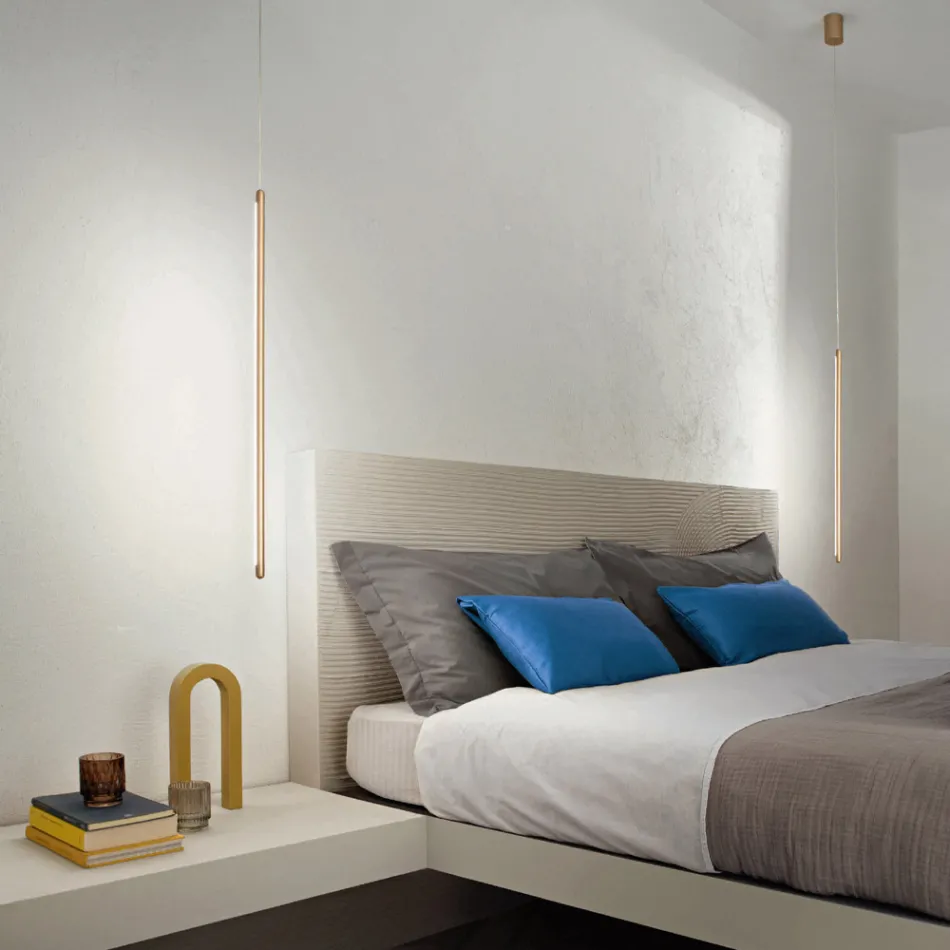 Lampă cu suspendare din metal vopsit auriu cu cabluri reglabile - portocaliu Viadurini