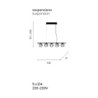 Lampa cu Suspensie din Metal Vopsit Auriu si Sticla Suflata - Birga Viadurini