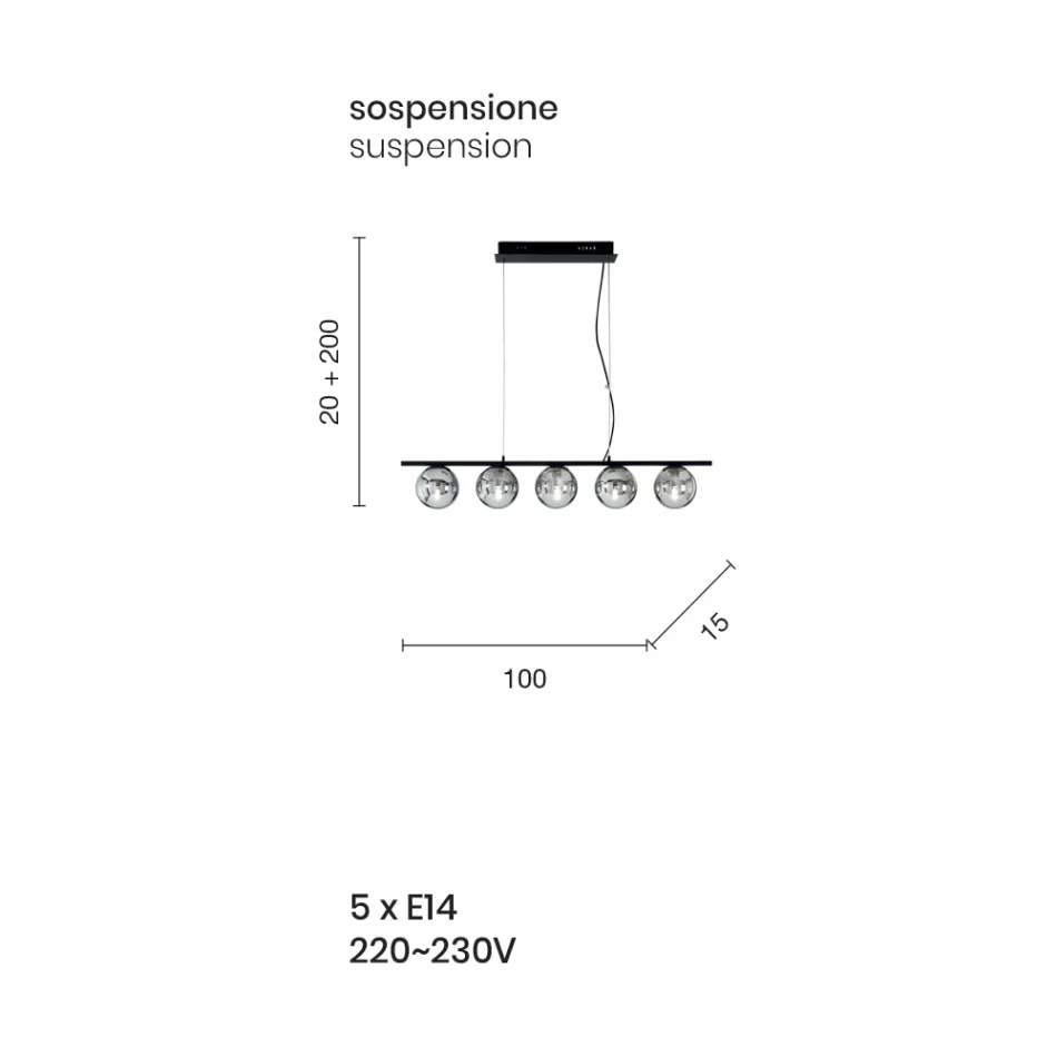 Lampa cu Suspensie din Metal Vopsit Auriu si Sticla Suflata - Birga Viadurini