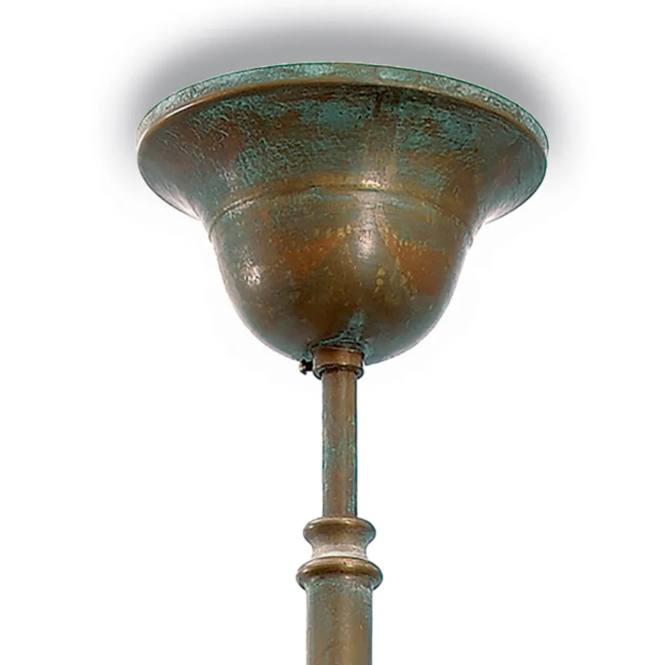 Lampă suspendată din alamă, sticlă și IP44, fabricată în Italia - Drago Viadurini