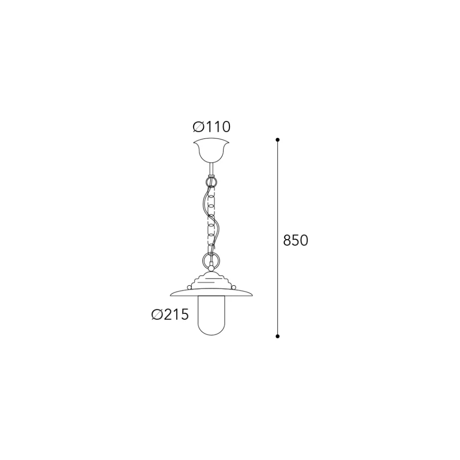 Lampă suspendată Elfico din alamă, sticlă transparentă și IP44 Viadurini