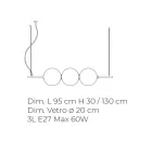 Lampa suspendata din sticla Venice suflata manual 95 cm - Jupiter Viadurini