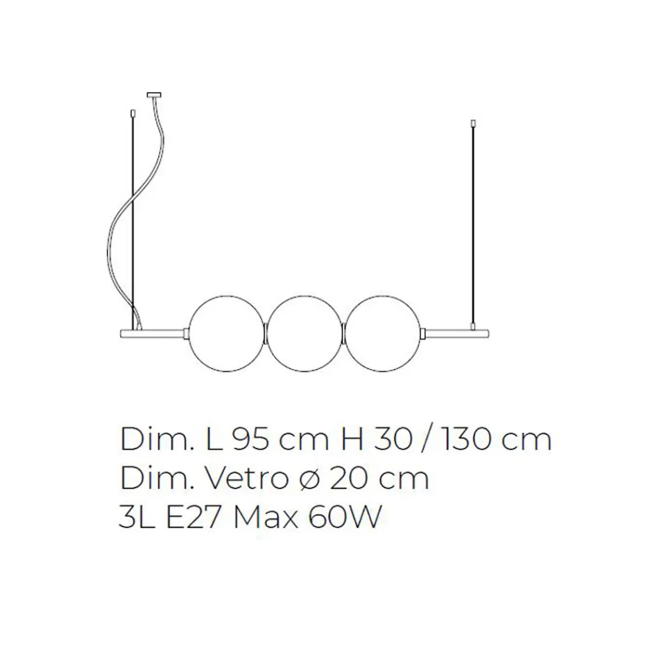 Lampa suspendata din sticla Venice suflata manual 95 cm - Jupiter Viadurini
