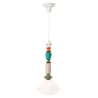 Lampa suspendata din sticla si ceramica colorata Made in Italy - Lariat Viadurini