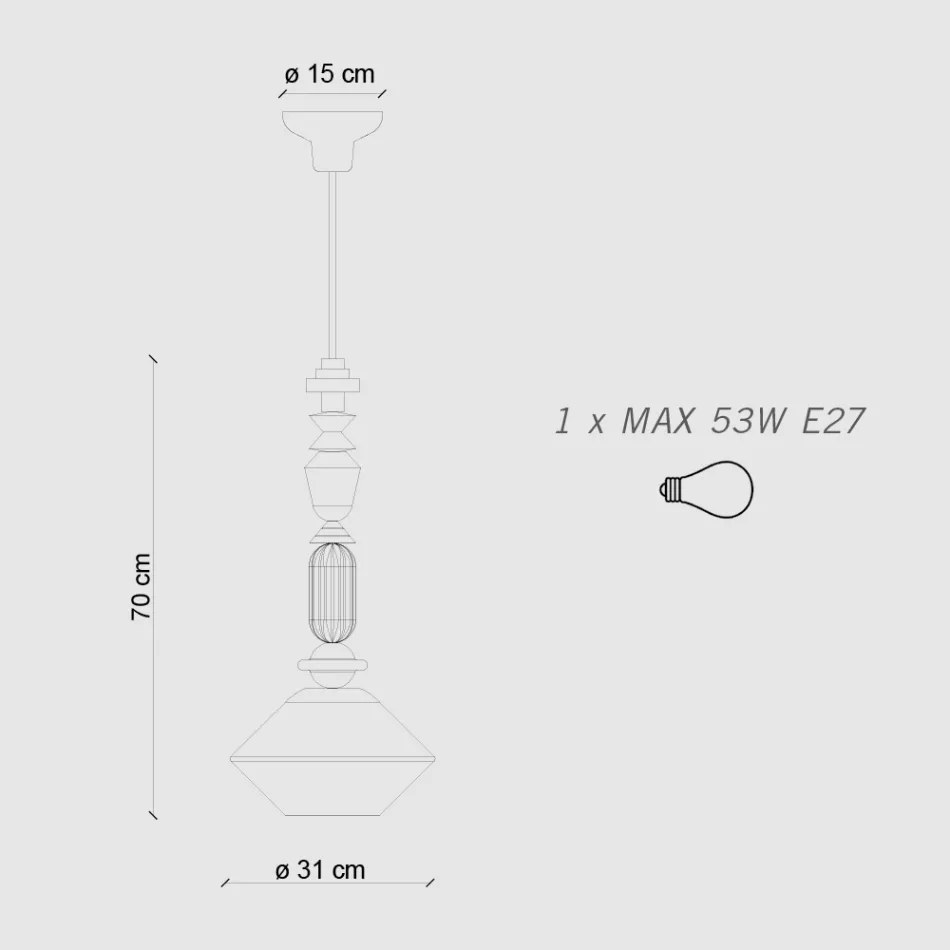 Lampa suspendata din sticla si ceramica colorata Made in Italy - Lariat Viadurini