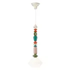 Lampa suspendata din sticla si ceramica colorata Made in Italy - Lariat Viadurini