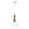 Lampa suspendata din sticla si ceramica colorata Made in Italy - Lariat