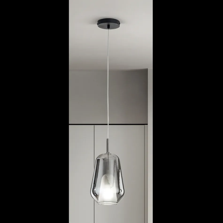 Lampă suspendată din sticlă și sârmă transparentă Made in Italy - Trilly Viadurini