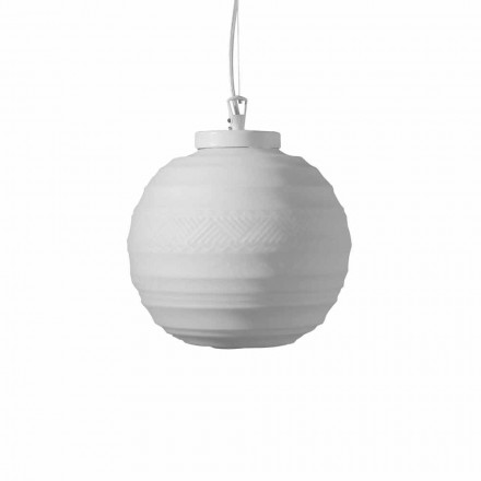Lampă suspendată din sticlă satinată albă în 2 dimensiuni de design - Morse Viadurini