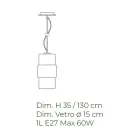 Lampa cu suspendare din sticla suflata manual la Venetia 15 cm - Satomi Viadurini