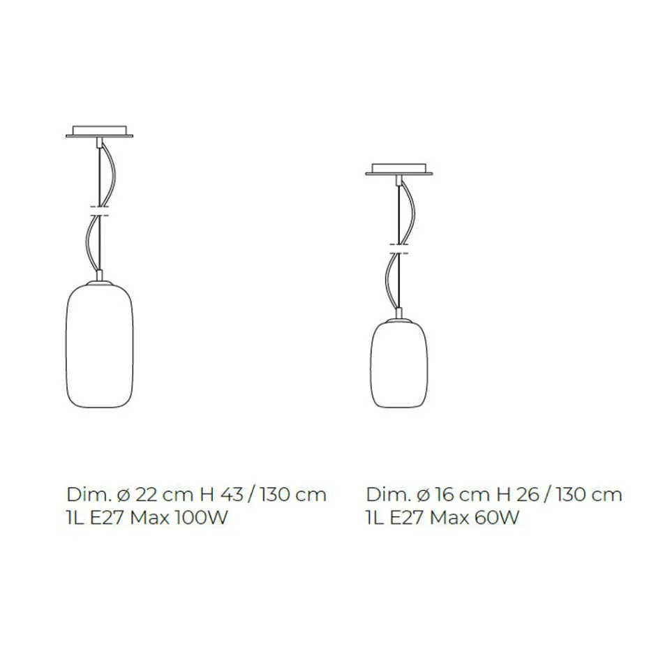 Lampă cu suspendare din sticlă suflată manual, fabricată la Veneția - bambus Viadurini