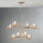 Lampa cu Suspensie din Sticla Suflata cu Structura Metalica - Angelic Viadurini