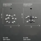 Lampa cu Suspensie din Sticla Suflata cu Structura Metalica - Angelic Viadurini