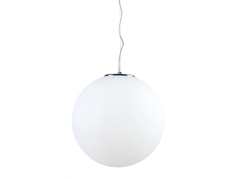 Lampă cu suspendare din sticlă venețiană albă suflată manual - Moon Viadurini
