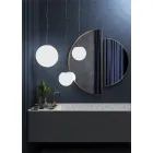 Lampă cu suspendare din sticlă venețiană albă suflată manual - Moon Viadurini