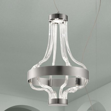 Lampa cu suspendare din sticla venetiana si metal Made in Italy - Deborah Viadurini