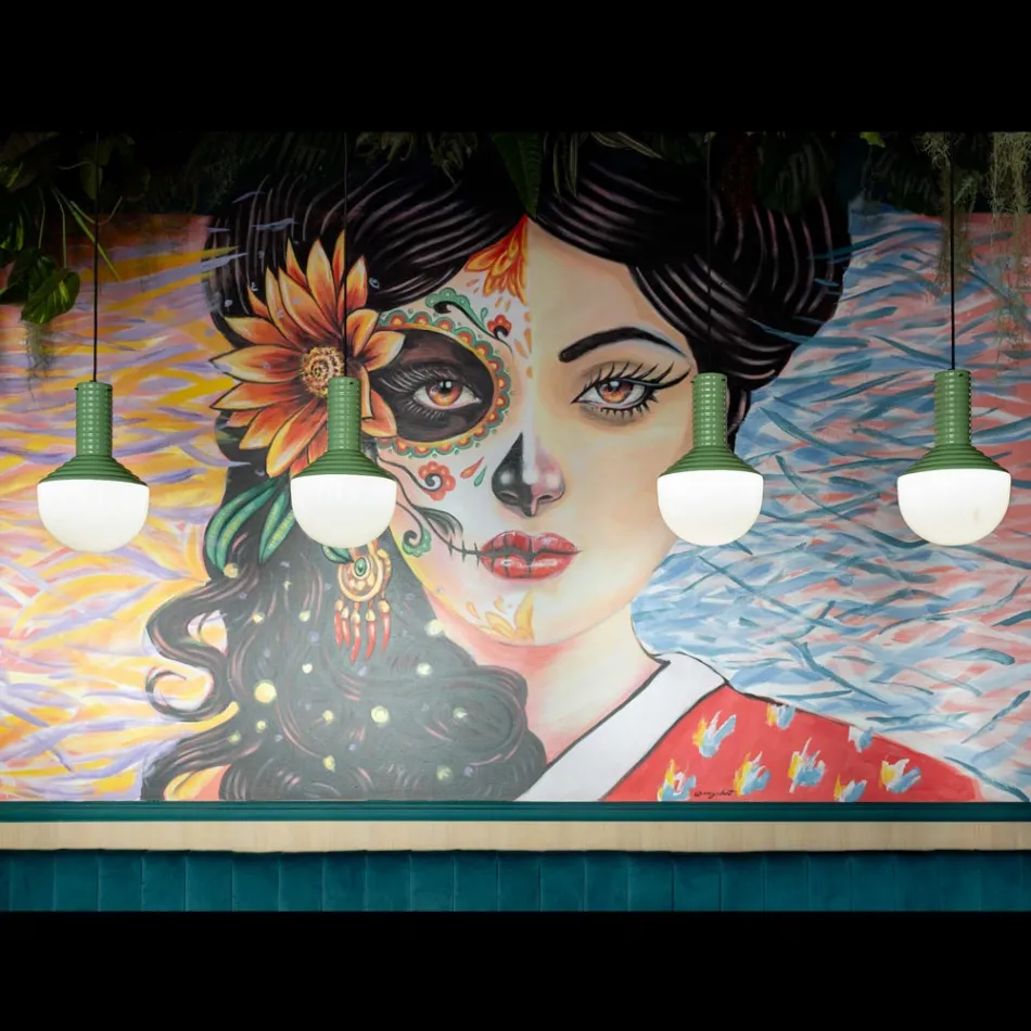 Lampa suspendata din sticla pictata Made in Italy - Selaron Viadurini