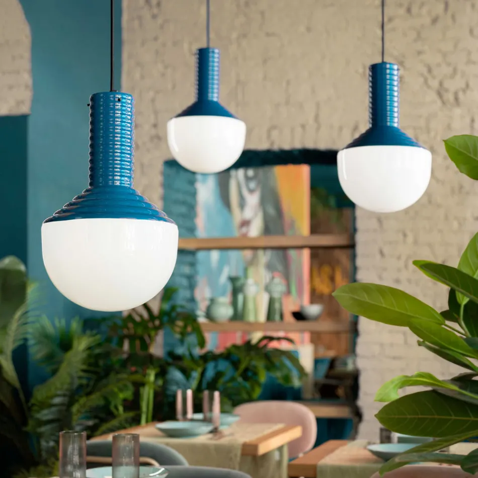 Lampă suspendată din sticlă pictată Made in Italy - Selaron Viadurini