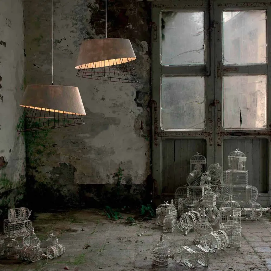 Lampă suspendată din fibră de sticlă albă și metal Design elegant - Solar Viadurini