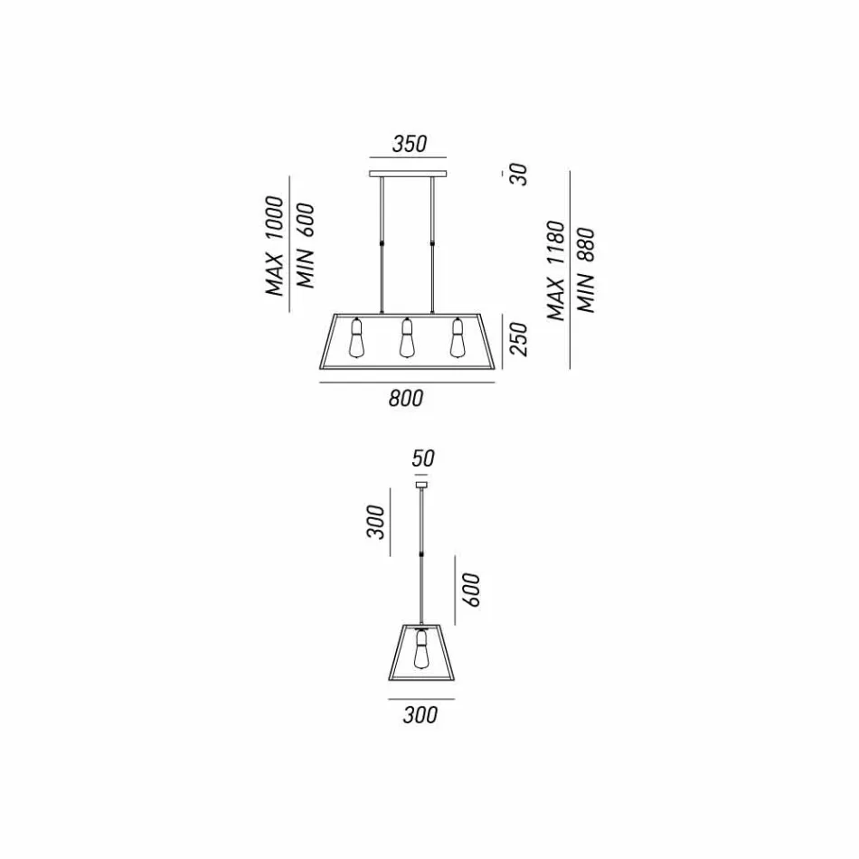 suspensie Lampa industriale 3 lumini Londra Il Fanale Viadurini